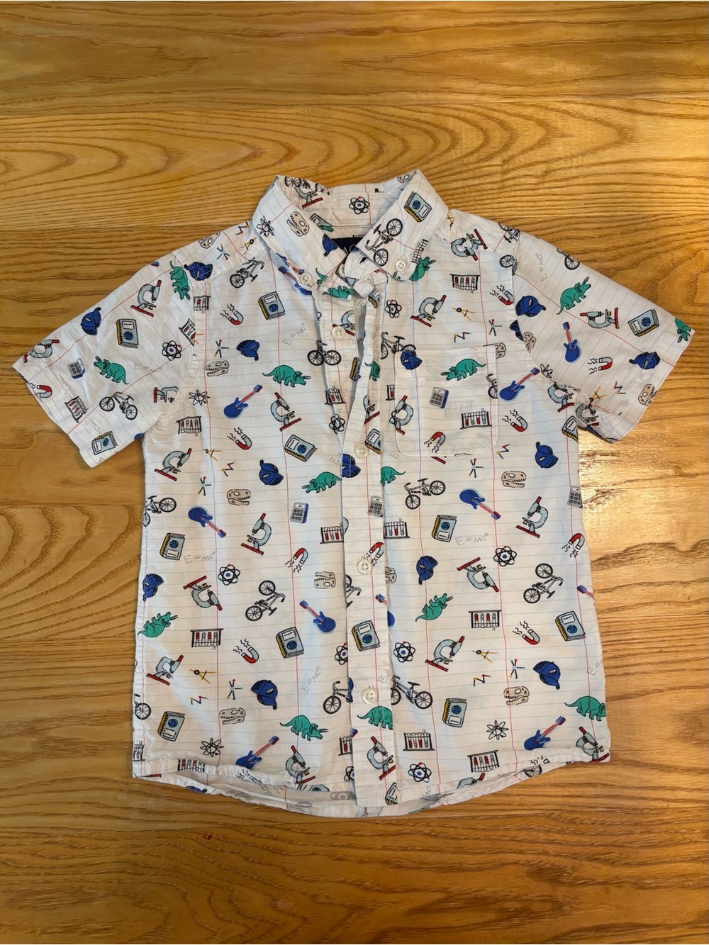 Children’s Place Short Sleeve Button Up Math Science Picture Day Shirt Sz 5